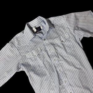 Vintage Western Pearl Snap Shirt Blue Striped Long Sleeve Panhandle Slim USA